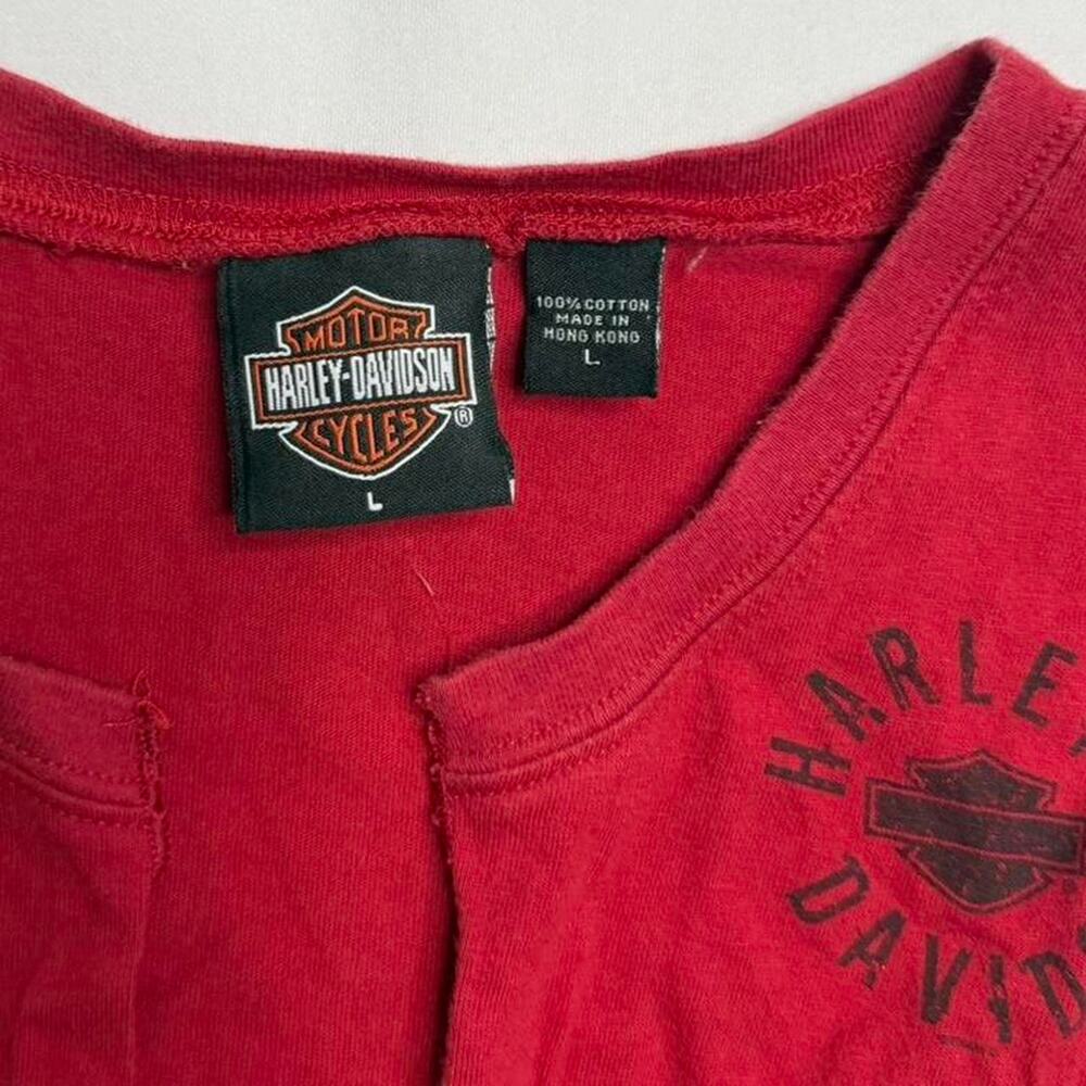 Harley Davidson red tank top lace up front and back graphic Size L grunge alt - Picture 3 of 6